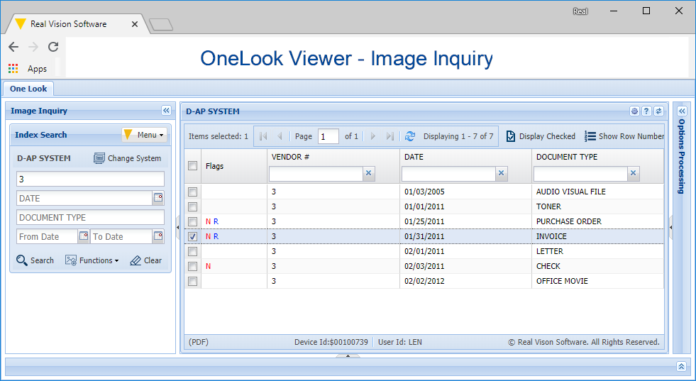 One Look subfile view